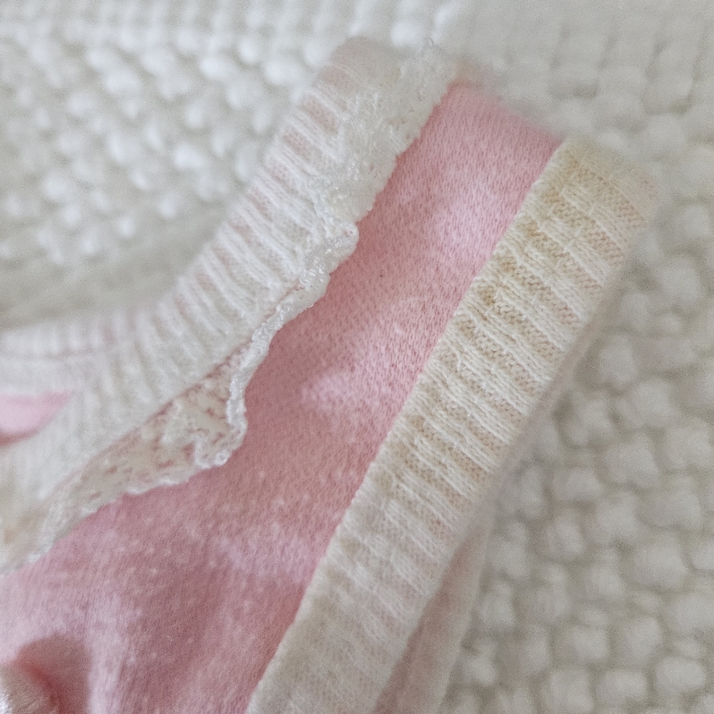 Vintage Buster Brown Baby Girl 3-6 Month Dainty Pink Lace Overall Bubble Romper - Picture 3 of 12